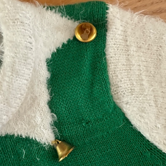 Holiday Elf Dress Sweater Dress Girls Green White Size Medium - Picture 5 of 14